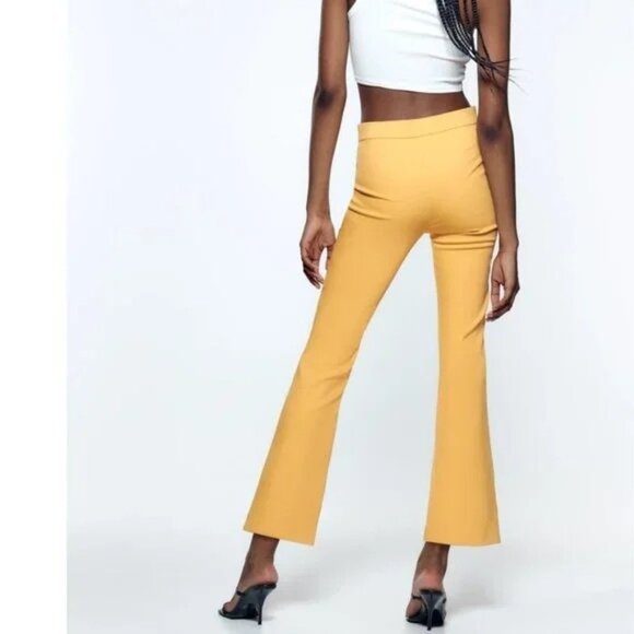 ZARA Mini Flare Tangerine Chino Pants 3067 542 Women’s Sz. L - Picture 6 of 9